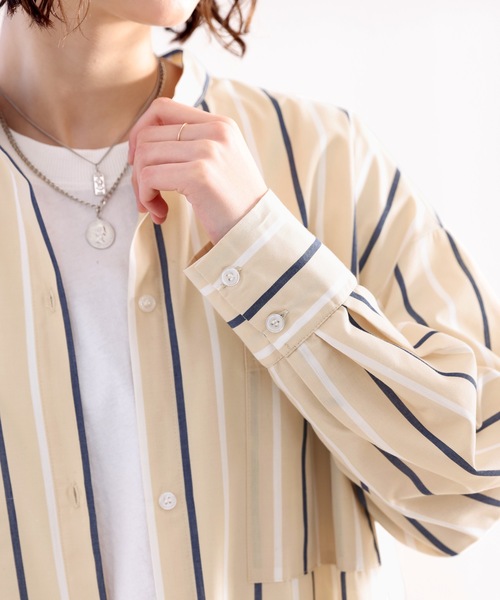 classicalelf（クラシカルエルフ）の「Happyストライプ！マキシ丈シャツワンピース（シャツワンピース・レディース・ベージュ/ネイビー/オレンジ/オフホワイト・SMALL/MEDIUM/LARGE/X-LARGE）」の22枚目の写真
