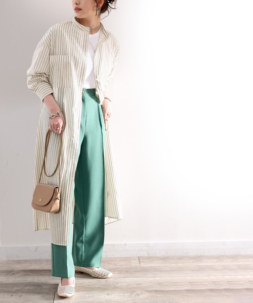 classicalelf（クラシカルエルフ）の「Happyストライプ！マキシ丈シャツワンピース（シャツワンピース・レディース・ベージュ/ネイビー/オレンジ/オフホワイト・SMALL/MEDIUM/LARGE/X-LARGE）」の18枚目の写真