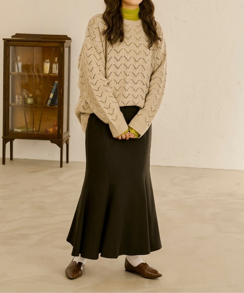 Ambre Neige（アンブルネージュ）の「シアーハイネックトップス／【WEB/EC限定商品】（Tシャツ/カットソー・レディース・ダークブラウン/ベージュ/ライトグリーン/アイボリー/モカ/ピンク/イエロー/ラベンダー/ブラック・FREE）」の12枚目の写真