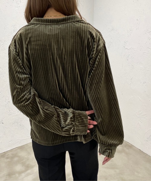 apres jour mignon(アプレジュールミニョン)の「ベロアシャツ【SETUP着用可能】【ZOZOTOWN限定アイテム】(シャツ/ブラウス・レディース・ブラック/ダークブラウン/カーキ・X-LARGE/フリー)」の9枚目の写真