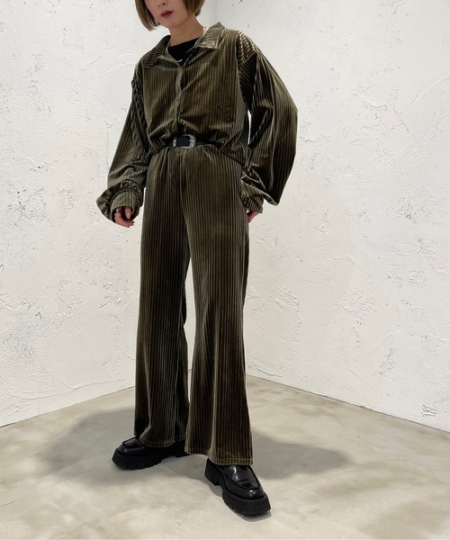 apres jour mignon(アプレジュールミニョン)の「ベロアシャツ【SETUP着用可能】【ZOZOTOWN限定アイテム】(シャツ/ブラウス・レディース・ブラック/ダークブラウン/カーキ・X-LARGE/フリー)」の10枚目の写真