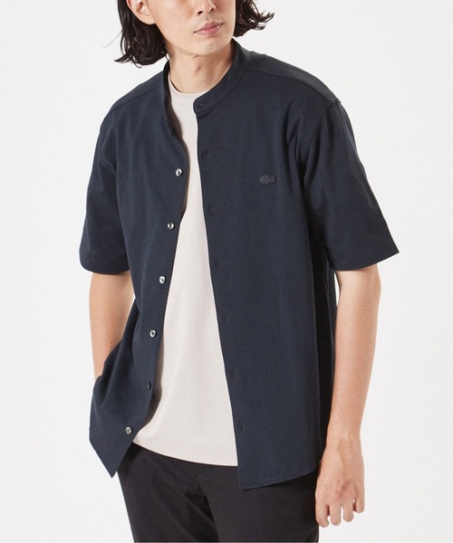 LACOSTE(ラコステ)の「【LACOSTE / ラコステ】別注 バンドカラー フルオープン ポロシャツ(ポロシャツ・メンズ・ホワイト/ブラック/グレー/ネイビー・4/5/2/3)」の4枚目の写真