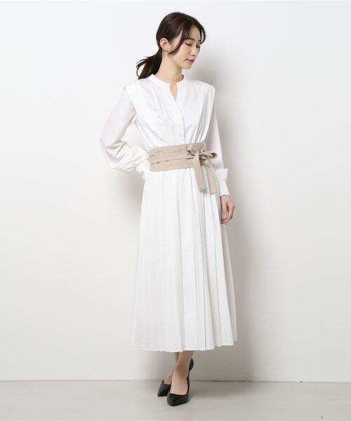21新発 サッシュベルトプリーツシャツワンピース ブランドおしゃれ