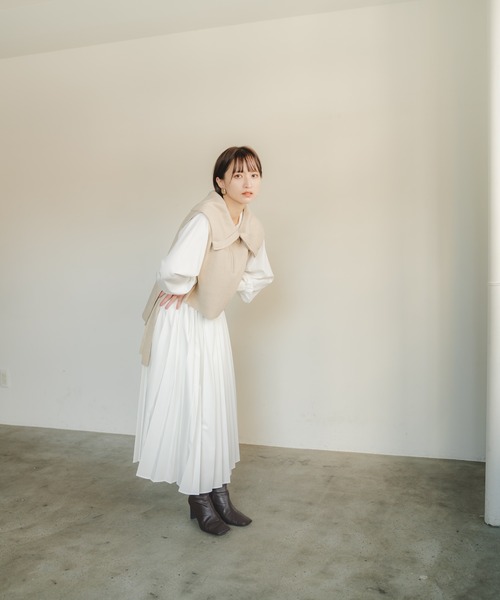 LADYMADE(レディメイド)の「サッシュベルトプリーツシャツワンピース(ワンピース・レディース・オフホワイト/ライトブルー/ベージュ/ブラック・S/M)」の12枚目の写真