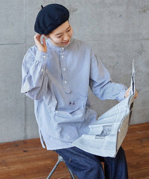 [美品]PAR ICI パーリッシィ刺繍入りコットン半袖オープンカラーシャツ PAR ICI（パーリッシィ）の「コードお花刺繍 セーラーブラウス