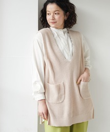 CRAFT STANDARD BOUTIQUE | 【ウォッシャブル】ポケット付き深Vネックニットベスト　＊◆(ベスト)