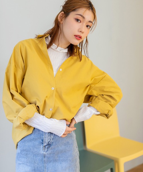 fifth（フィフス）の「オーバーワイドカラーシャツ（シャツ/ブラウス・レディース・ピンク/イエロー・M）」の8枚目の写真