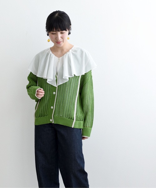 LHELBIE(レルビエ)の「メッシュニットカーデ(カーディガン/ボレロ・レディース・ブラック/グリーン/ライトベージュ・M)」の13枚目の写真