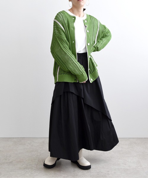 LHELBIE(レルビエ)の「メッシュニットカーデ(カーディガン/ボレロ・レディース・ブラック/グリーン/ライトベージュ・M)」の4枚目の写真