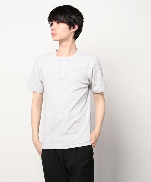 HANES(ヘインズ)の「Hanes ビービーリブヘンリーネックT HM1-T103(Tシャツ/カットソー・メンズ・ホワイト/ブラック/ネイビー/杢グレー・S/M/L/XL)」の7枚目の写真