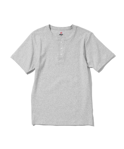 HANES(ヘインズ)の「Hanes ビービーリブヘンリーネックT HM1-T103(Tシャツ/カットソー・メンズ・ホワイト/ブラック/ネイビー/杢グレー・S/M/L/XL)」の13枚目の写真