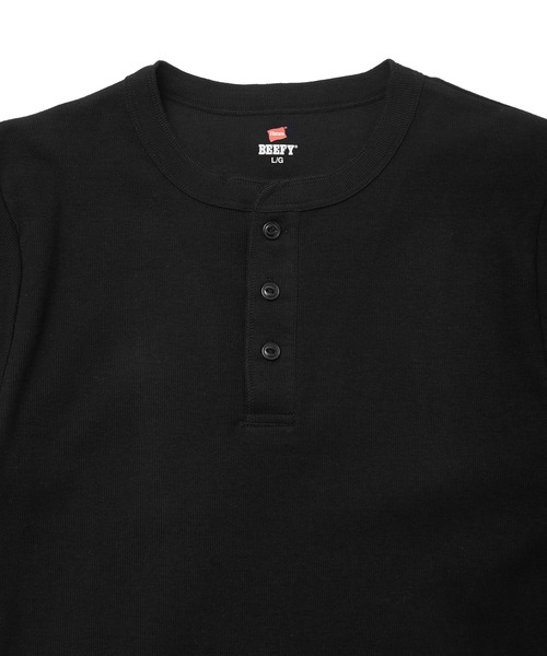 HANES(ヘインズ)の「Hanes ビービーリブヘンリーネックT HM1-T103(Tシャツ/カットソー・メンズ・ホワイト/ブラック/ネイビー/杢グレー・S/M/L/XL)」の15枚目の写真