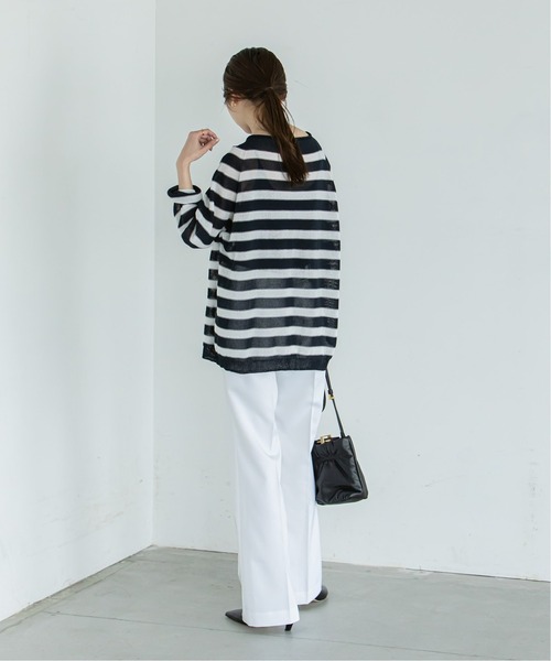 セール】《追加》ペーパーヤーンボーダープルオーバー（ニット