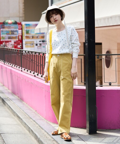 パンツ coloris. mp13090- Heritage Hickory Stripe Distressed Pants ヒッコリー
