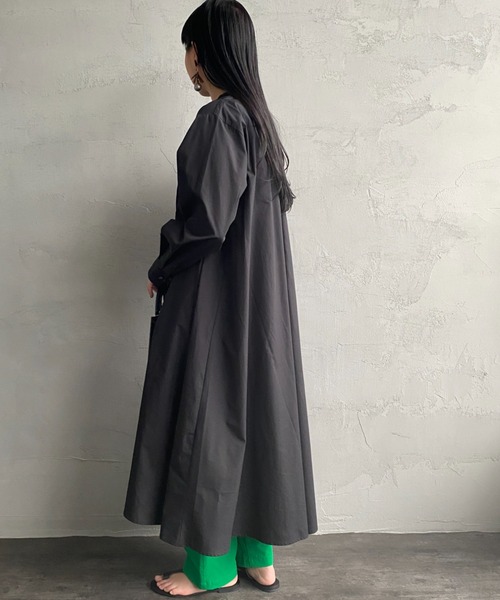 mizuiroind（ミズイロインド）の「[mizuiro ind/ミズイロインド] ピンタック フレアシャツワンピース（ワンピース・レディース・ブラック/グレー・F）」の9枚目の写真