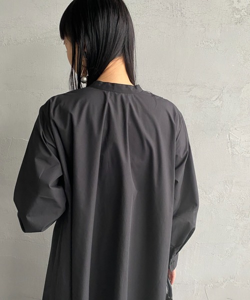 mizuiroind（ミズイロインド）の「[mizuiro ind/ミズイロインド] ピンタック フレアシャツワンピース（ワンピース・レディース・ブラック/グレー・F）」の12枚目の写真