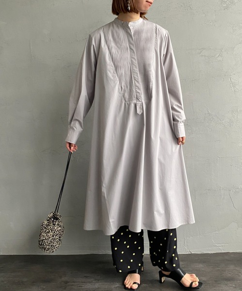 mizuiroind（ミズイロインド）の「[mizuiro ind/ミズイロインド] ピンタック フレアシャツワンピース（ワンピース・レディース・ブラック/グレー・F）」の16枚目の写真