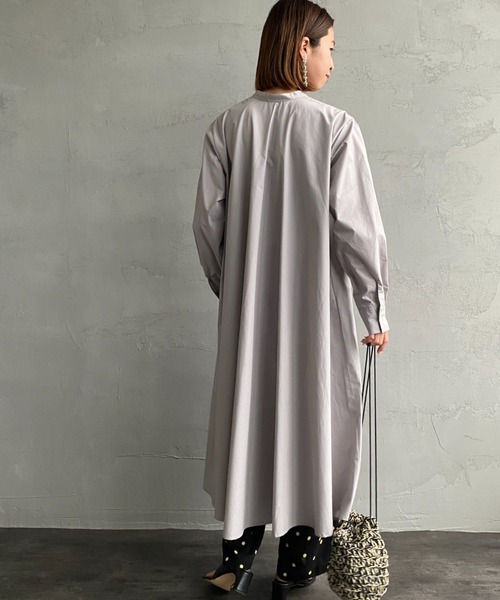 mizuiroind（ミズイロインド）の「[mizuiro ind/ミズイロインド] ピンタック フレアシャツワンピース（ワンピース・レディース・ブラック/グレー・F）」の18枚目の写真