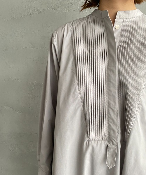 mizuiroind（ミズイロインド）の「[mizuiro ind/ミズイロインド] ピンタック フレアシャツワンピース（ワンピース・レディース・ブラック/グレー・F）」の21枚目の写真