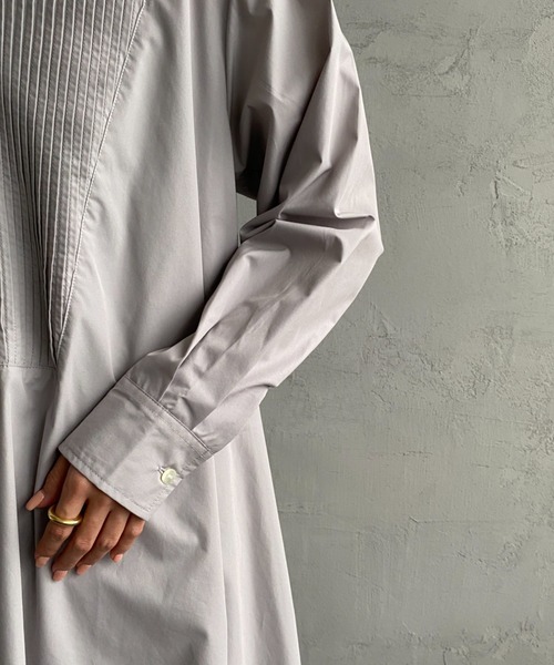 mizuiroind（ミズイロインド）の「[mizuiro ind/ミズイロインド] ピンタック フレアシャツワンピース（ワンピース・レディース・ブラック/グレー・F）」の22枚目の写真