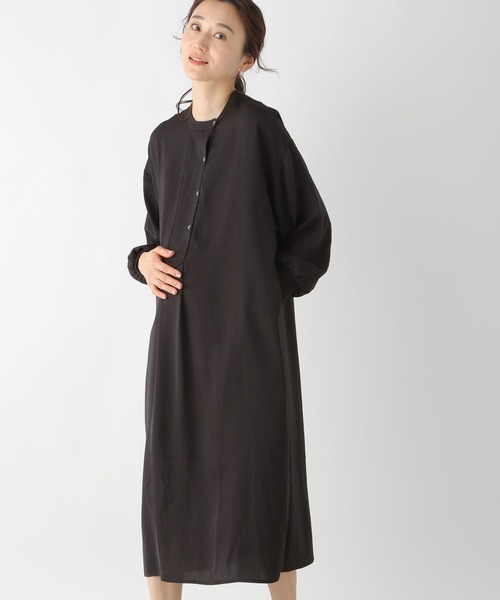 LEPSIM(レプシィム)の「【野尻美穂さんコラボ】マタニティ/Vサテンキリカエワンピース 261488(マタニティウェア/グッズ・レディース・ブラック/カーキ/ベージュ・FREE/TALL)」の2枚目の写真