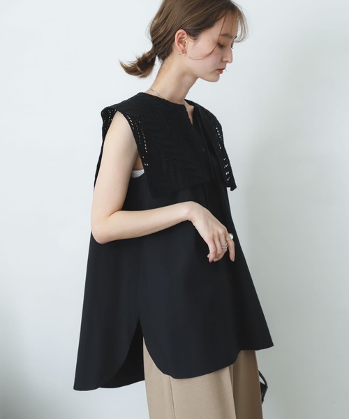 SENSE OF PLACE by URBAN RESEARCH(センスオブプレイスバイアーバンリサーチ)の「ノースリーブセーラースキッパーブラウス(シャツ/ブラウス・レディース・ライトブルー/ブラック/オフホワイト・ONE)」の13枚目の写真