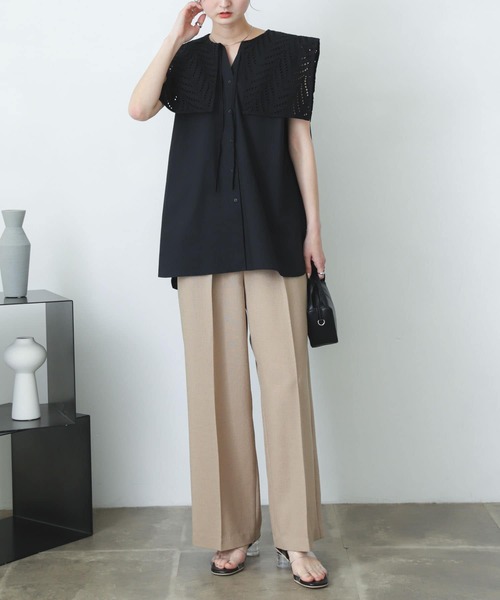 SENSE OF PLACE by URBAN RESEARCH(センスオブプレイスバイアーバンリサーチ)の「ノースリーブセーラースキッパーブラウス(シャツ/ブラウス・レディース・ライトブルー/ブラック/オフホワイト・ONE)」の16枚目の写真