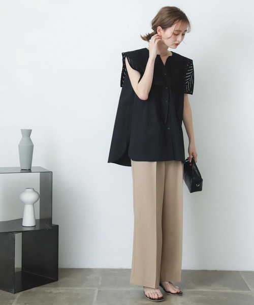 SENSE OF PLACE by URBAN RESEARCH(センスオブプレイスバイアーバンリサーチ)の「ノースリーブセーラースキッパーブラウス(シャツ/ブラウス・レディース・ライトブルー/ブラック/オフホワイト・ONE)」の20枚目の写真