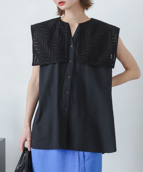 SENSE OF PLACE by URBAN RESEARCH(センスオブプレイスバイアーバンリサーチ)の「ノースリーブセーラースキッパーブラウス(シャツ/ブラウス・レディース・ライトブルー/ブラック/オフホワイト・ONE)」の22枚目の写真