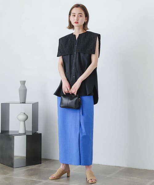 SENSE OF PLACE by URBAN RESEARCH(センスオブプレイスバイアーバンリサーチ)の「ノースリーブセーラースキッパーブラウス(シャツ/ブラウス・レディース・ライトブルー/ブラック/オフホワイト・ONE)」の6枚目の写真