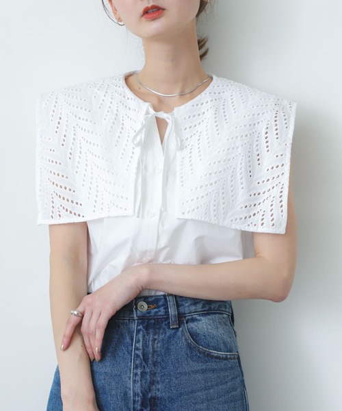 SENSE OF PLACE by URBAN RESEARCH(センスオブプレイスバイアーバンリサーチ)の「ノースリーブセーラースキッパーブラウス(シャツ/ブラウス・レディース・ライトブルー/ブラック/オフホワイト・ONE)」の7枚目の写真