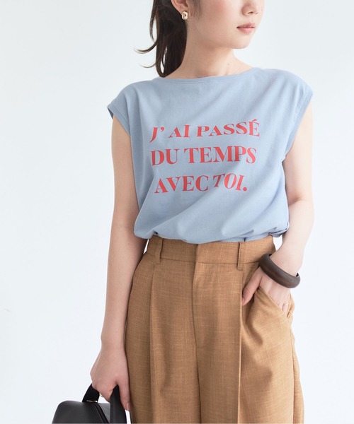 titivate（ティティベイト）の「ﾌﾚﾝﾁｽﾘｰﾌﾞﾛｺﾞTｼｬﾂ（Tシャツ/カットソー・レディース・ホワイト系その他/ブルー系その他/ホワイト系その他2・FREE）」の3枚目の写真