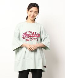 INDIAN（インディアン）の「【Bl】【INDIAN】サテンロゴ　オーバーサイズTシャツ（Tシャツ/カットソー）」