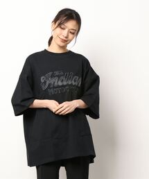 INDIAN（インディアン）の「【Bl】【INDIAN】サテンロゴ　オーバーサイズTシャツ（Tシャツ/カットソー）」