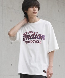 【Bl】サテンロゴオーバーサイズTシャツ 半袖 / INDIAN