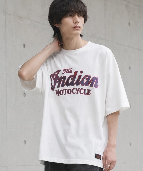 INDIAN(インディアン)の「【Bl】サテンロゴオーバーサイズTシャツ 半袖 / INDIAN(Tシャツ/カットソー・レディース・ブラック/ミント/ホワイト・LARGE/MEDIUM)」の1枚目の写真