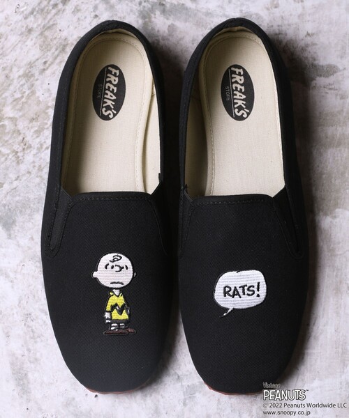 FREAK'S STORE（フリークスストア）の「WEBオリジナル PEANUTS 別注 ライトウェイト 刺繍 カンフーシューズ/スリッポン（スリッポン・メンズ・ブラック系その他/ブラック系その他2/ブラック系その他3・23.0cm/24.0cm/25.0cm/26.0cm/27.0cm/28.0cm）」の5枚目の写真