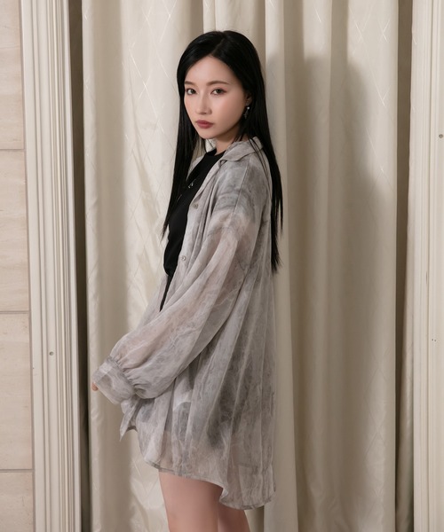 ANDGEEBEE（アンジービー）の「カイキンシアーシャツ（シャツ/ブラウス・レディース・ブラック/グレー・MEDIUM）」の9枚目の写真