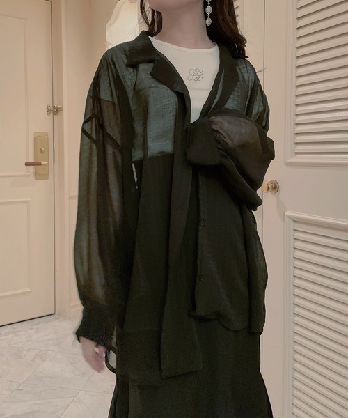 ANDGEEBEE（アンジービー）の「カイキンシアーシャツ（シャツ/ブラウス・レディース・ブラック/グレー・MEDIUM）」の18枚目の写真