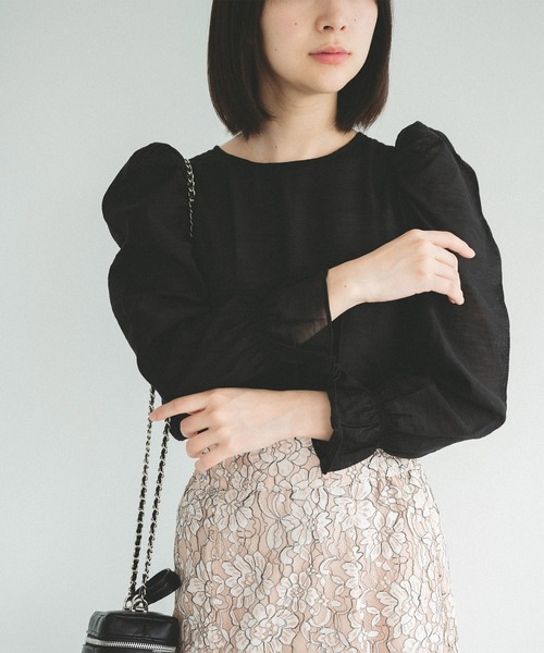 FREE'S MART（フリーズマート）の「◇パフスリーブシアーブラウス（シャツ/ブラウス・レディース・ホワイト/ブラック/オレンジ・FREE）」の3枚目の写真