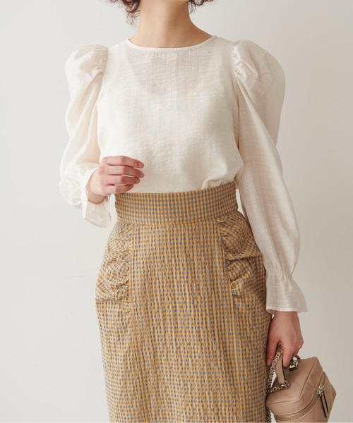 FREE'S MART（フリーズマート）の「◇パフスリーブシアーブラウス（シャツ/ブラウス・レディース・ホワイト/ブラック/オレンジ・FREE）」の4枚目の写真