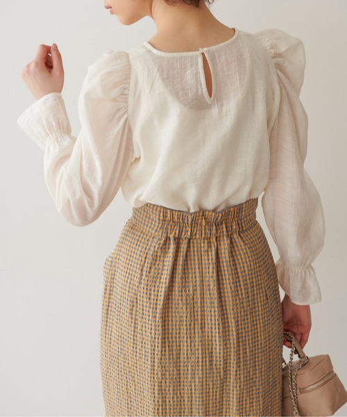 FREE'S MART（フリーズマート）の「◇パフスリーブシアーブラウス（シャツ/ブラウス・レディース・ホワイト/ブラック/オレンジ・FREE）」の5枚目の写真