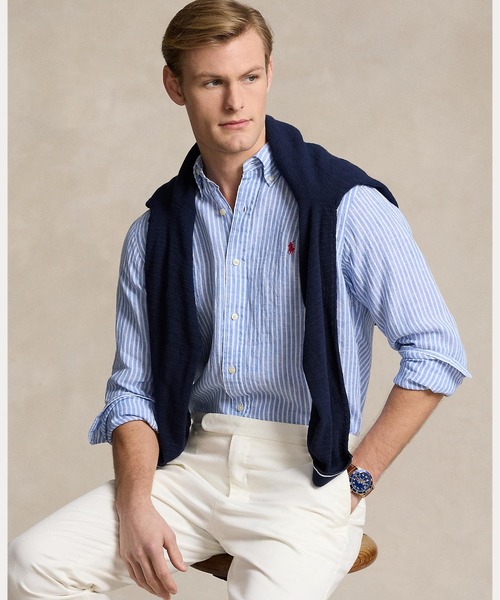 ポロラルフローレン リネンストライプ半袖シャツ ブラウス POLO RALPH LAUREN（ポロ ラルフ ローレン）の「クラシック