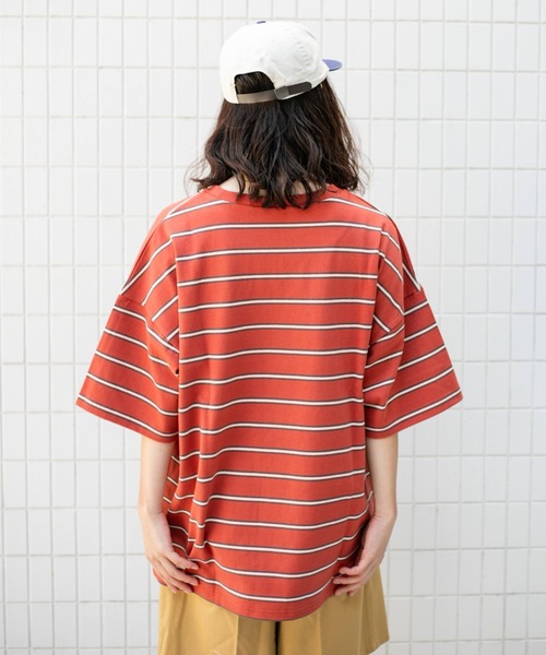 BROKEN BASE（ブロークンベース）の「オーバーサイズマルチボーダーT（Tシャツ/カットソー・メンズ・ブラック/ネイビー/オレンジ・LARGE/MEDIUM）」の19枚目の写真