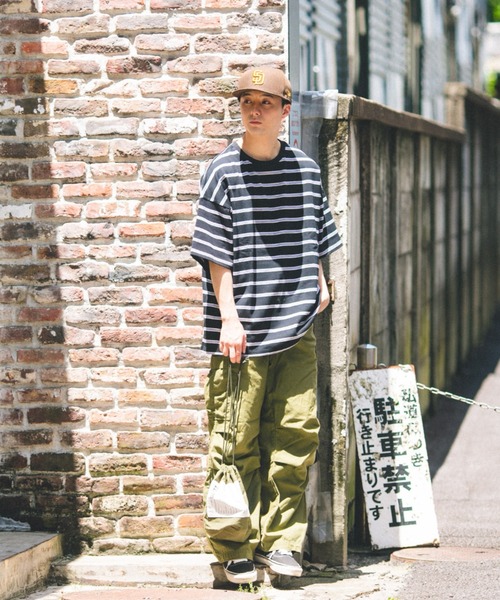 BROKEN BASE（ブロークンベース）の「オーバーサイズマルチボーダーT（Tシャツ/カットソー・メンズ・ブラック/ネイビー/オレンジ・LARGE/MEDIUM）」の9枚目の写真