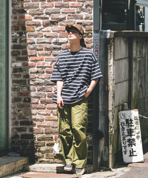 BROKEN BASE（ブロークンベース）の「オーバーサイズマルチボーダーT（Tシャツ/カットソー・メンズ・ブラック/ネイビー/オレンジ・LARGE/MEDIUM）」の12枚目の写真