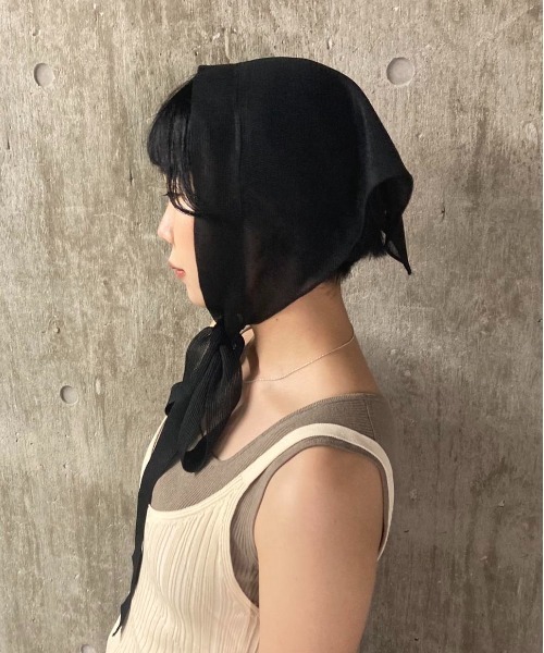 Casselini(キャセリーニ)の「シアー頭巾(その他ヘアアクセサリー・レディース・アイボリー/ブラック・FREE)」の11枚目の写真