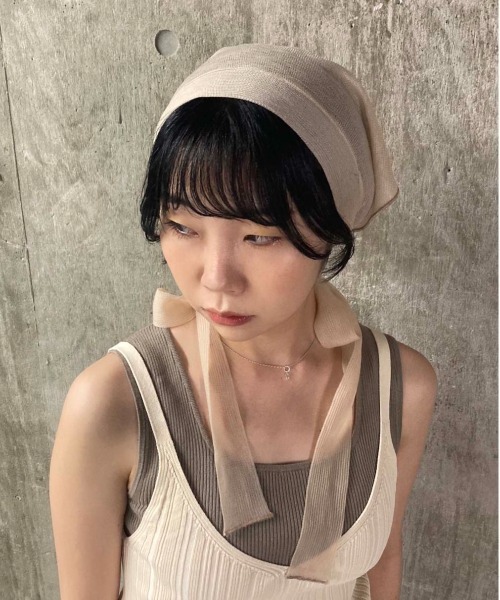 Casselini(キャセリーニ)の「シアー頭巾(その他ヘアアクセサリー・レディース・アイボリー/ブラック・FREE)」の15枚目の写真