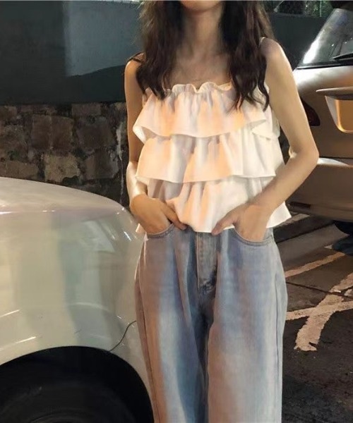 deux amour(ドゥーザムール)の「3段フリルトップス(その他トップス・レディース・ホワイト/ブラック・MEDIUM)」の2枚目の写真