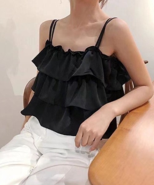 deux amour(ドゥーザムール)の「3段フリルトップス(その他トップス・レディース・ホワイト/ブラック・MEDIUM)」の5枚目の写真